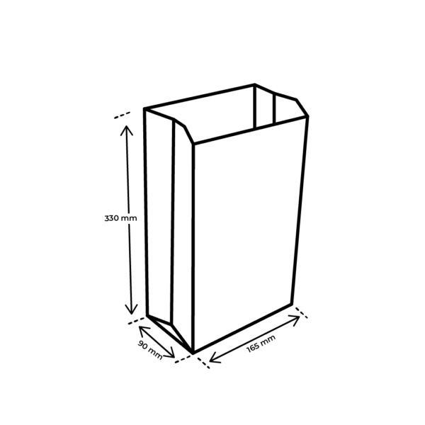Afmetingen Snackzak 3 pond Nr.29 papiera