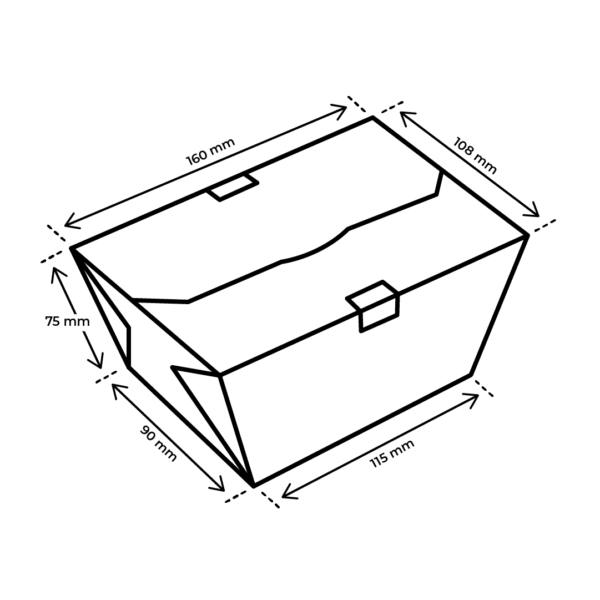 Afmetingen GO!mealbox 1000 ml karton maaltijdbak