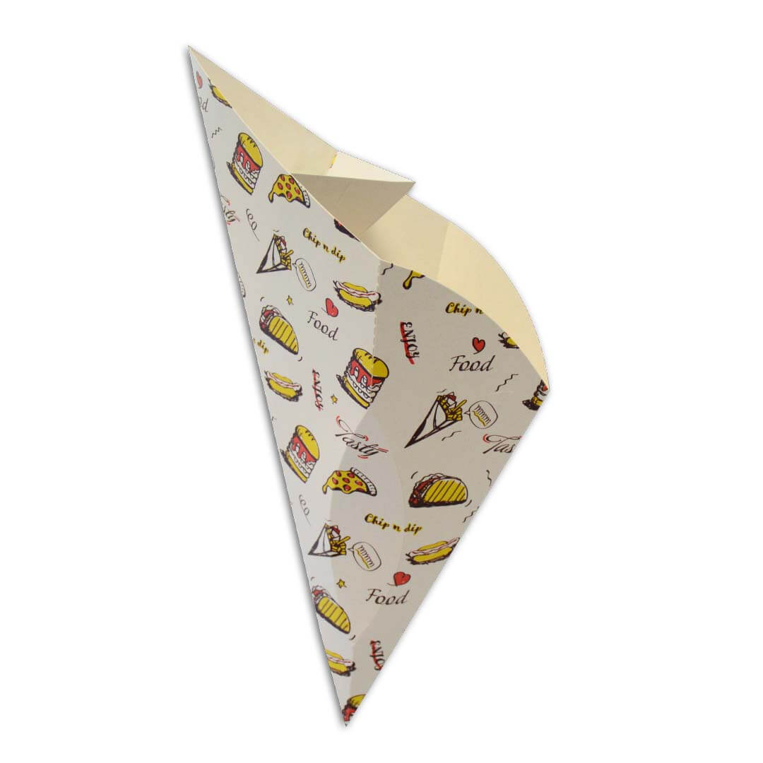 Fast Food Chips Tasche mit Soßentasche bedruckte Seite