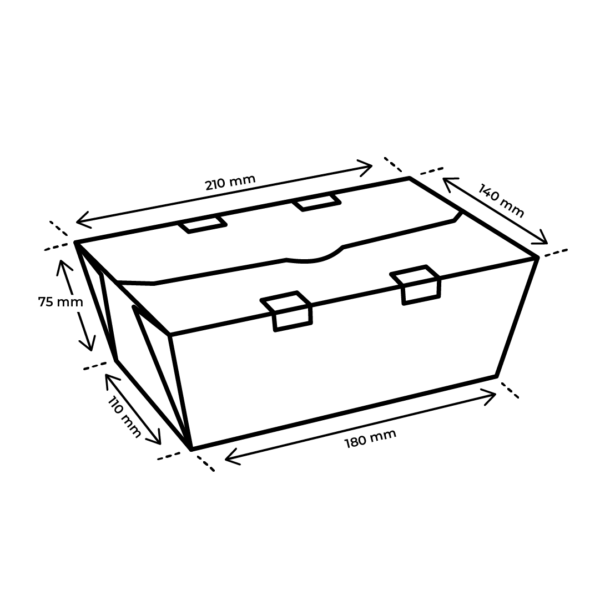Afmetingen GO!mealbox 1800 ml karton maaltijdbak