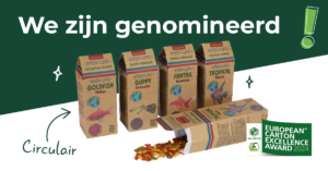 Nominatie kartonnen visvoer verpakking